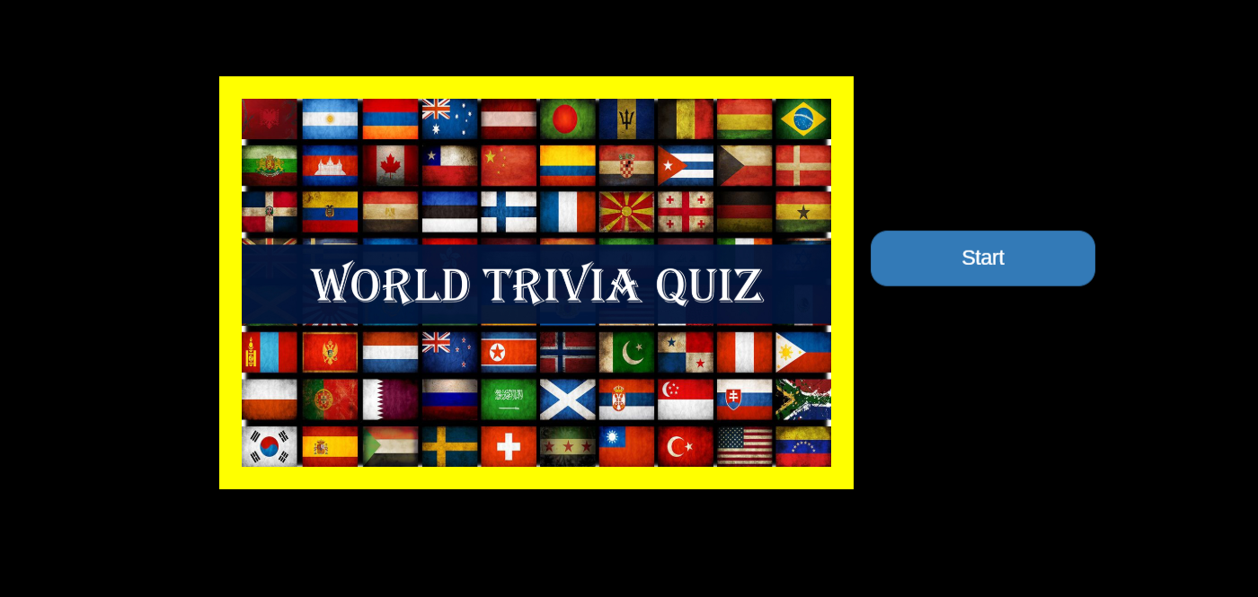 Image showing flags of all countries and title World Trivia Quiz